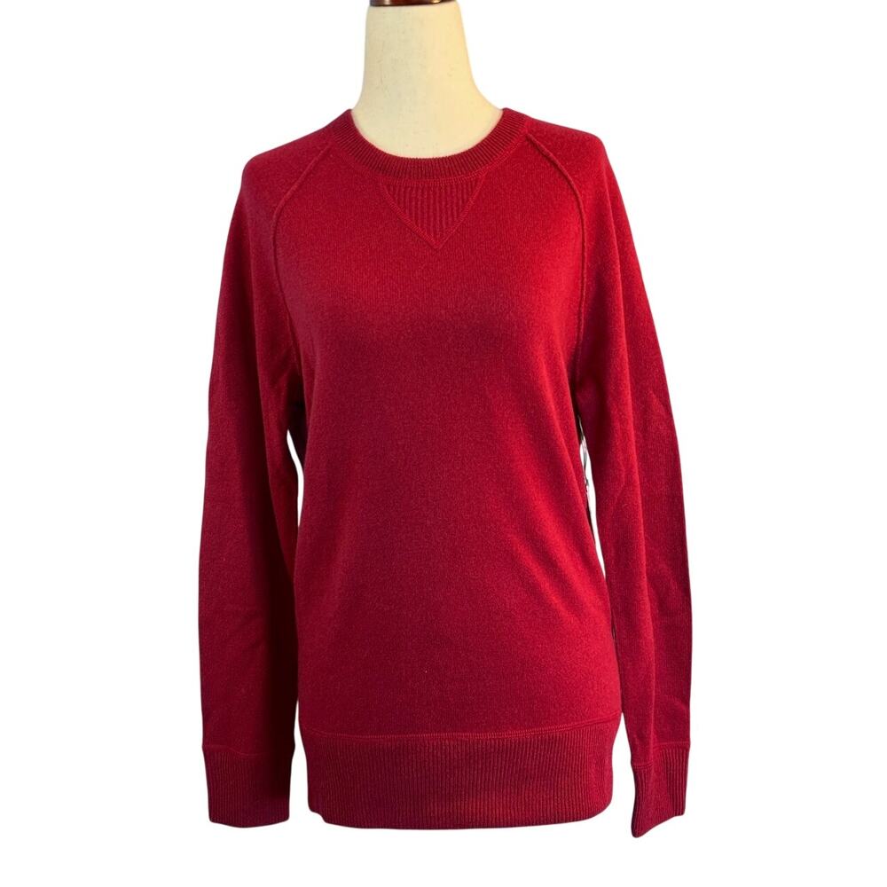 NWT AE American Eagle 100% Cashmere Sweater Pullover Boyfriend Maroon $248 XS